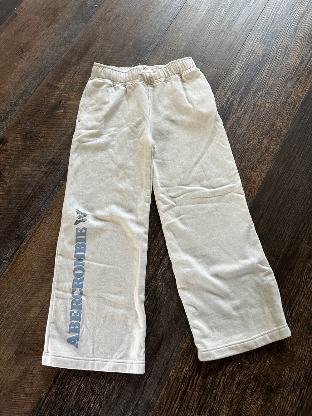 abercrombie kids Cream Fleece Joggers with Subtle Logo